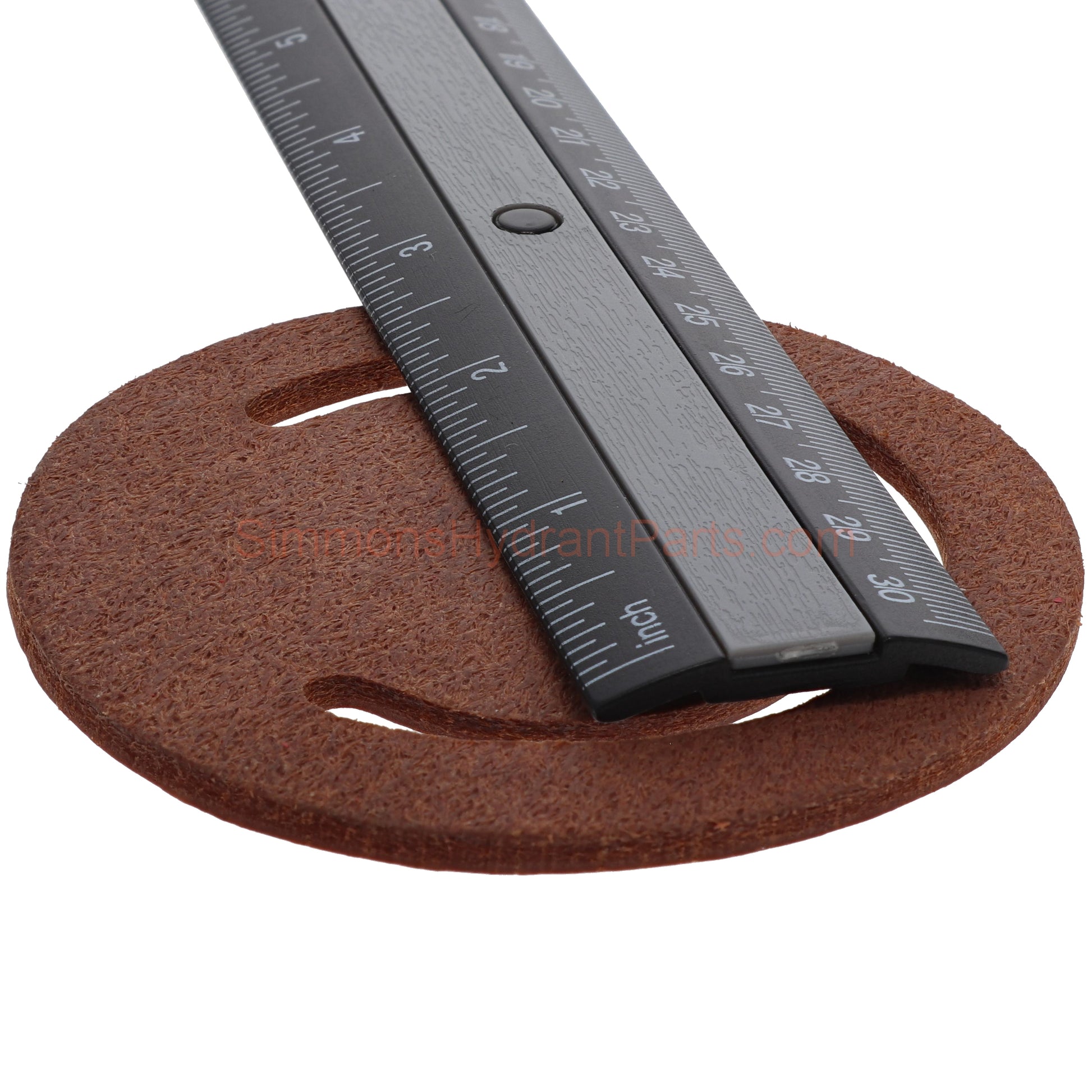 Bottom view of the Simmons genuine 1162 flat leather. Showing the diameter of the center portion of the leather. 