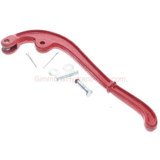Side view of the Simmons genuine 1167 pump handle, and hardware. 