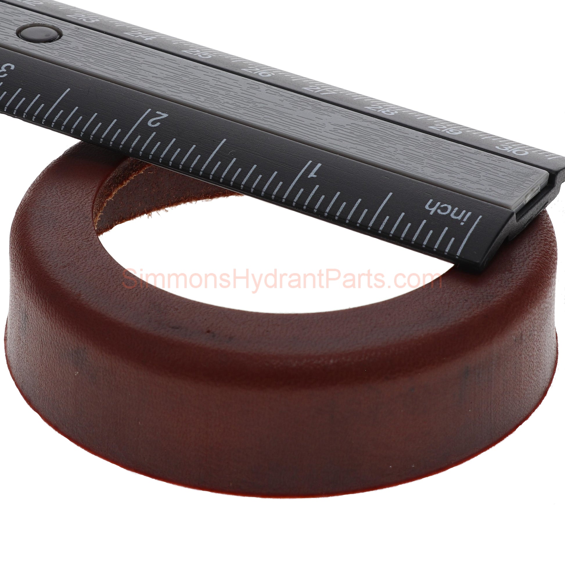Top view of the Simmons genuine 1169 cup leather. Showing the inner diameter of the cup leather. 