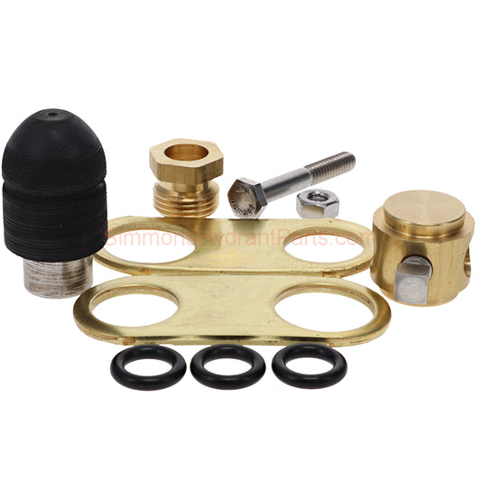 Side view of the Simmons genuine 850SB repair kit. Showing all of the replacement parts included with the kit. 