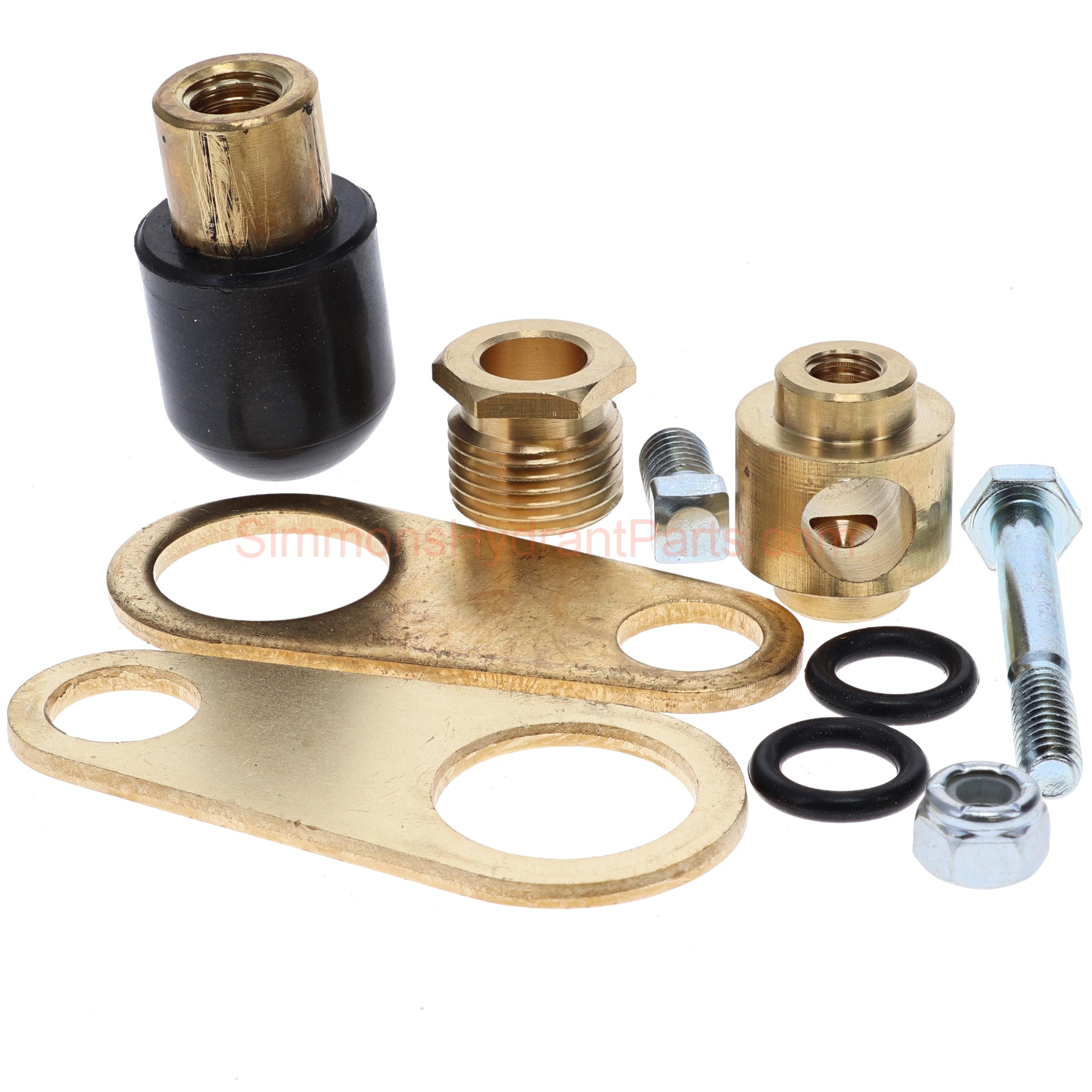 Side view of the Simmons 851 repair kit. Showing all of the parts included with the kit. 