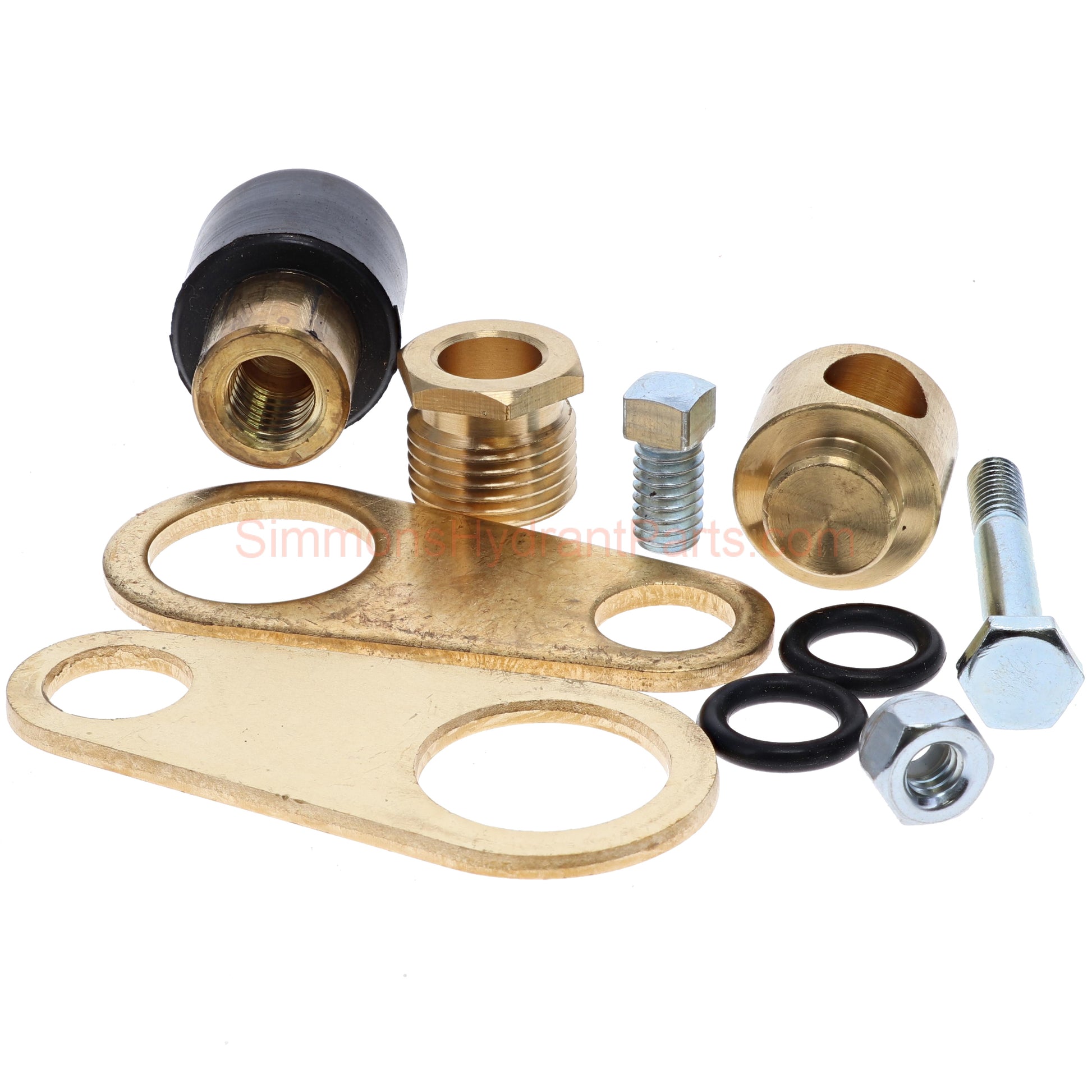Side view of the Simmons 851 repair kit. Showing all of the parts included with the kit. 