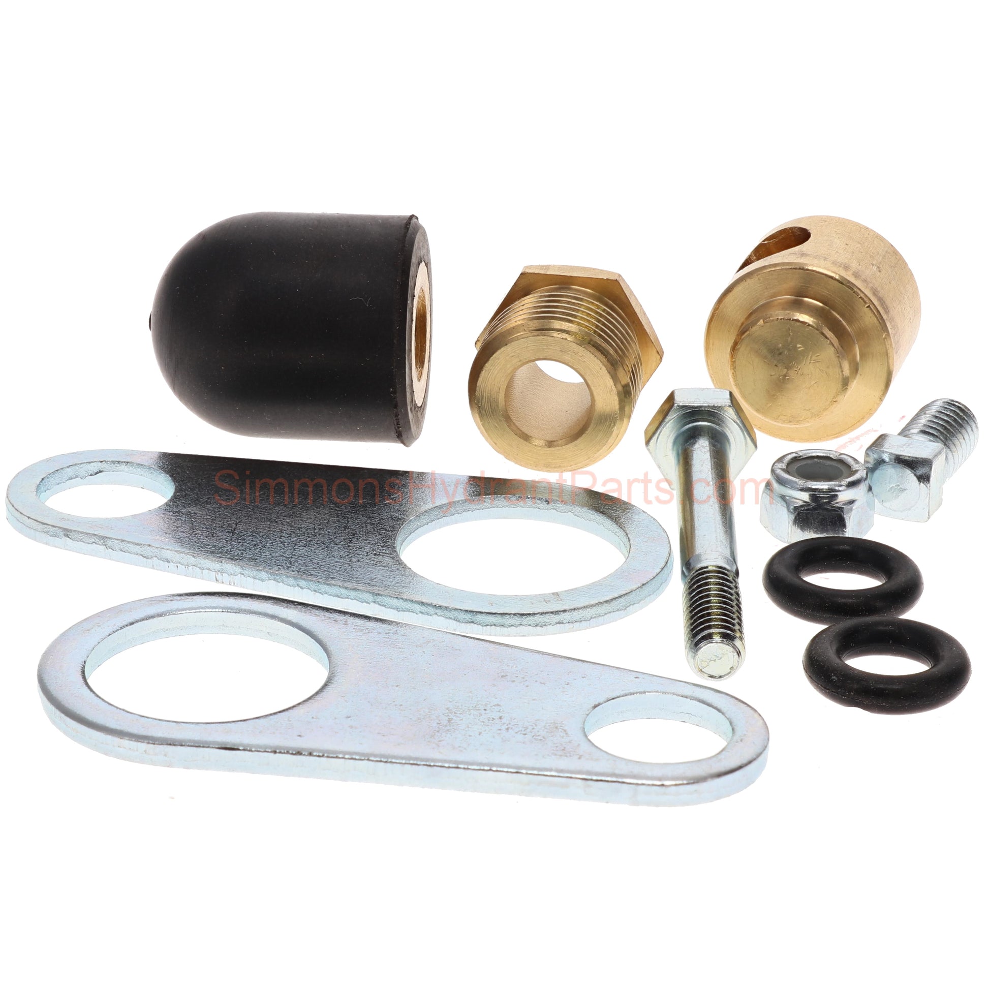 Side view of the Simmons genuine 852 repair kit. Showing all of the parts included with the kit. 