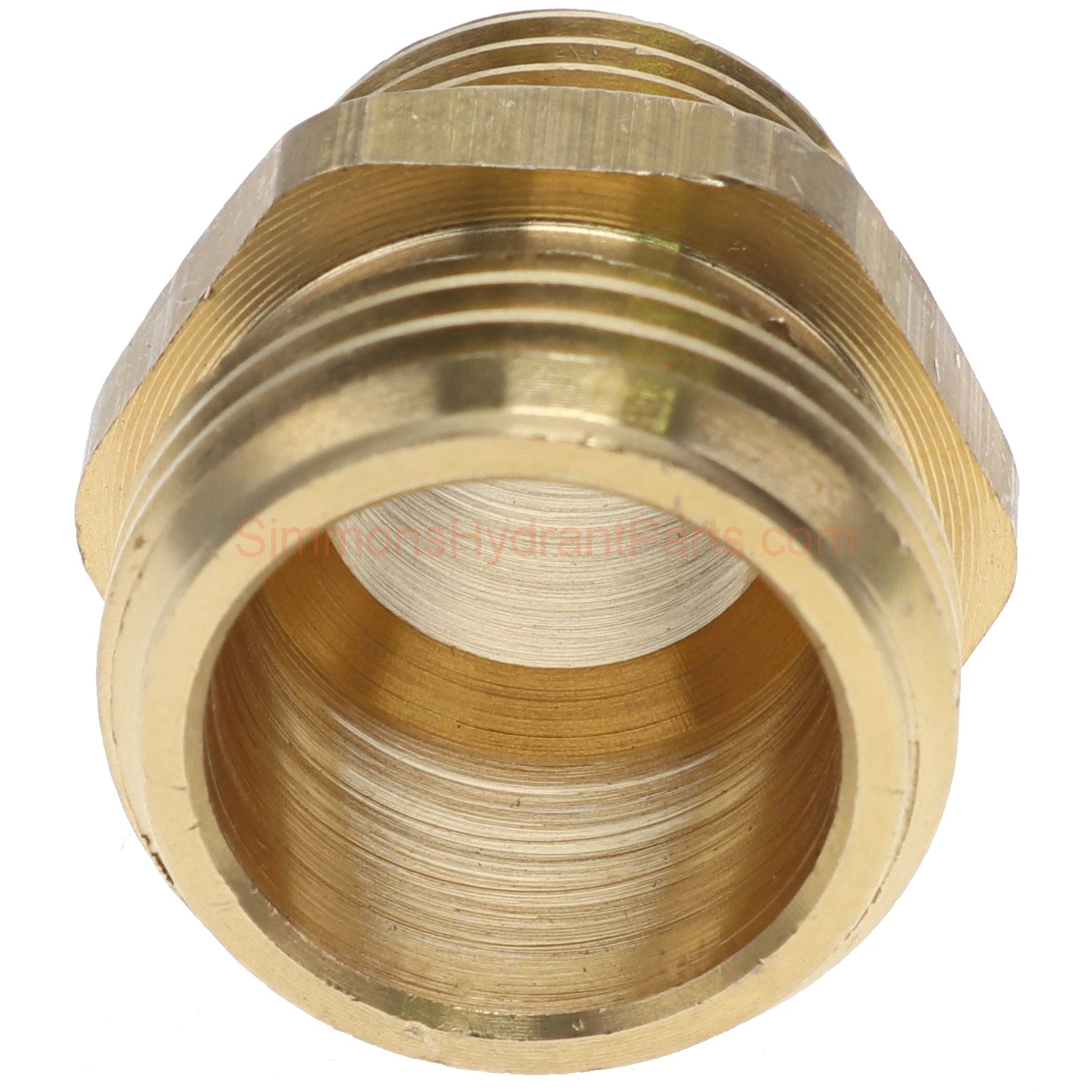 Bottom side view of the Simmons genuine 8828 hose thread adapter. 