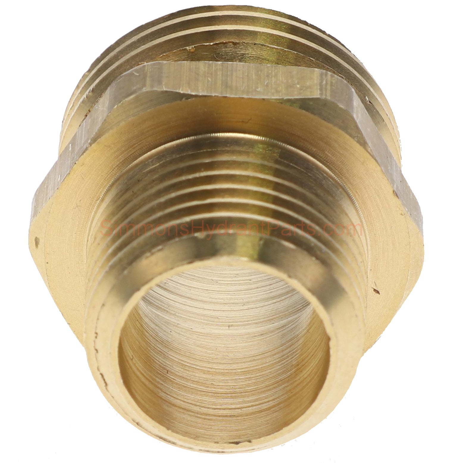 Top side view of the Simmons genuine 8828 hose thread adapter. 
