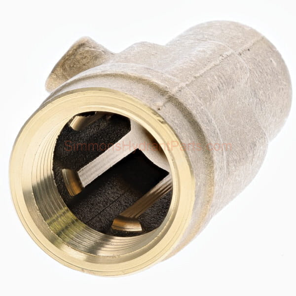 Bottom end of the Simmons genuine 8862 valve body. Showing the end of the valve body that connects to the plumbing. 