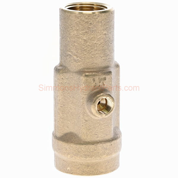 Side view of the Simmons genuine 8862 valve body. Showing the weep hole in the side of the valve body. 