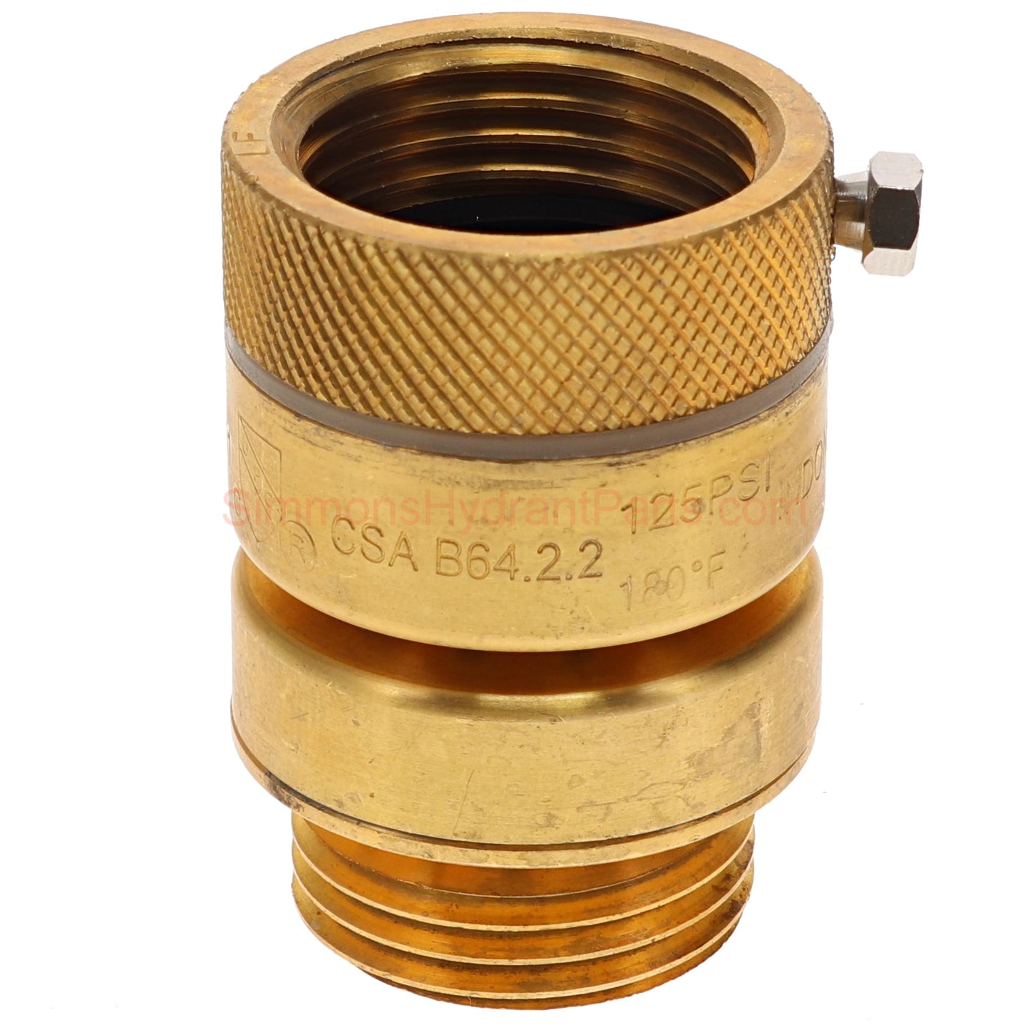 Side view of the Simmons genuine VB-4 double vacuum breaker. 